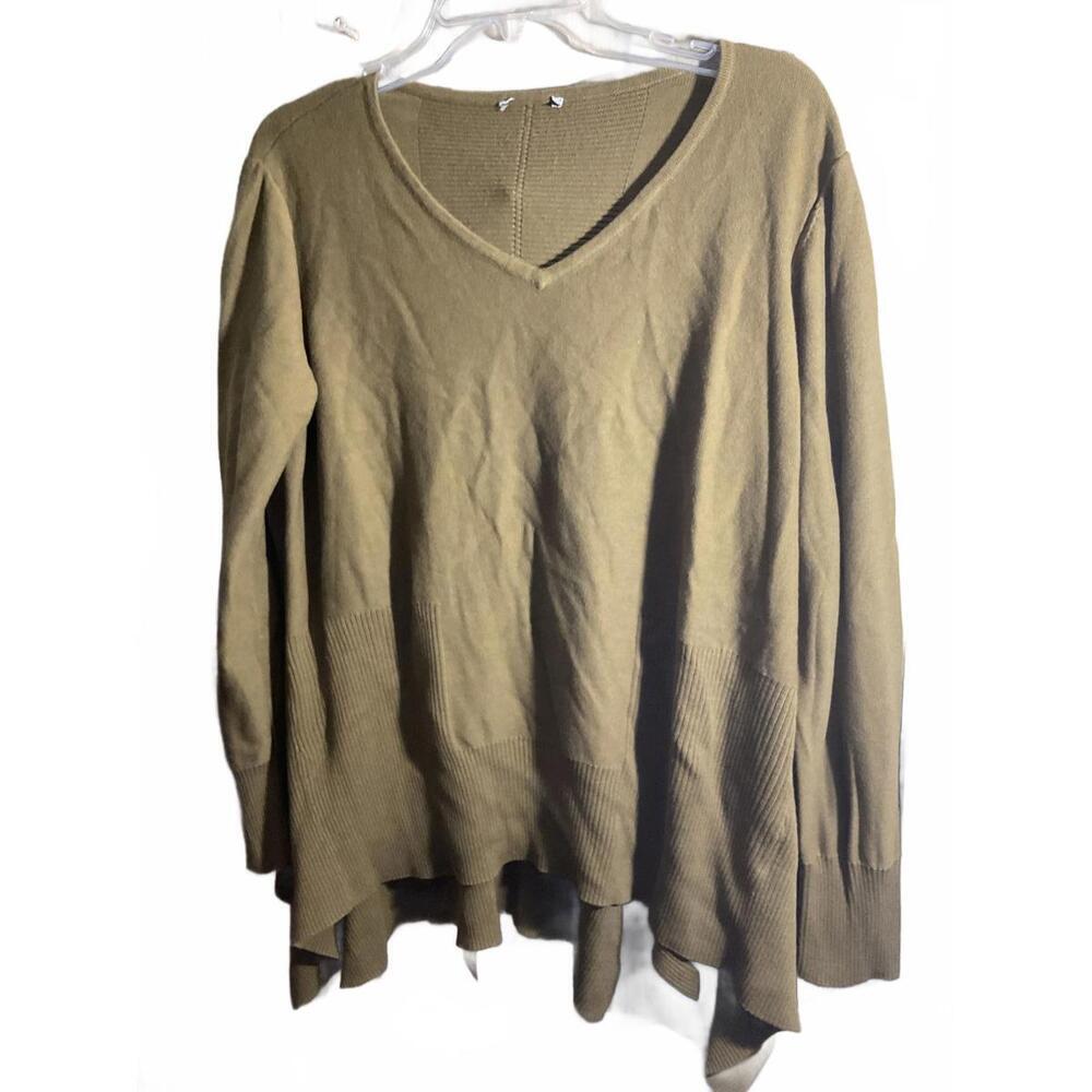 Joan Rivers Cozy V-Neck  Asymmetrical Sweater Large